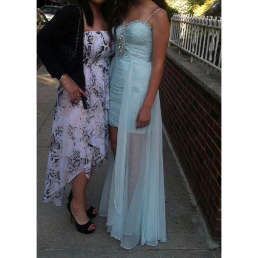 Mac Duggal Light Blue High-Low Prom Dress